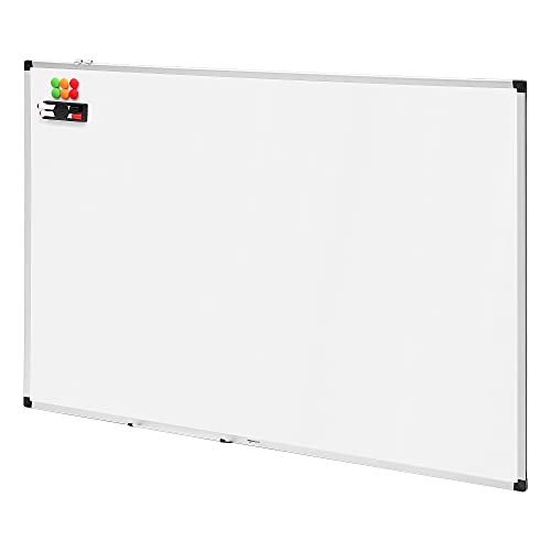 Amazon Basics - Lavagna bianca, cancellabile a secco, con supporto porta-pennarelli e bordi in alluminio, 150 cm x 100 cm