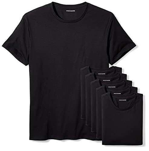 Amazon Essentials T-Shirt Girocollo Uomo, Pacco da 6, Nero, M