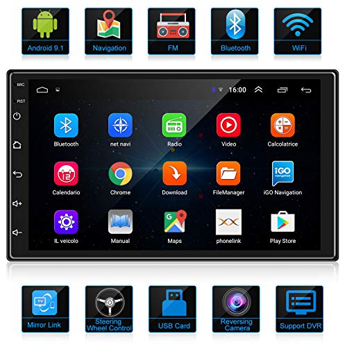 ANKEWAY Nuovo 7 Pollici RDS Android Autoradio 2 DIN con Bluetooth WiFi Navigazione GPS Mirror-Link, 1080P HD Touch Screen Autoradio Bluetooth Car Stereo con Telecamera Posteriore+Microfono