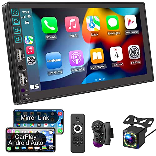 Autoradio 2 Din Compatibile con Apple CarPlay&Android Auto,7 pollici HD Touch Screen con Bluetooth 5.1,Lettore MP5 per auto con Backup Camera(Free) USB ChargePort SWC AVInput MirrorLink AMFM Car Radio