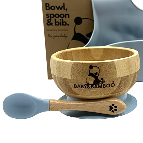 Baby & Bamboo - Set Pappa Svezzamento Piatto Con Ventosa Per Bambin...