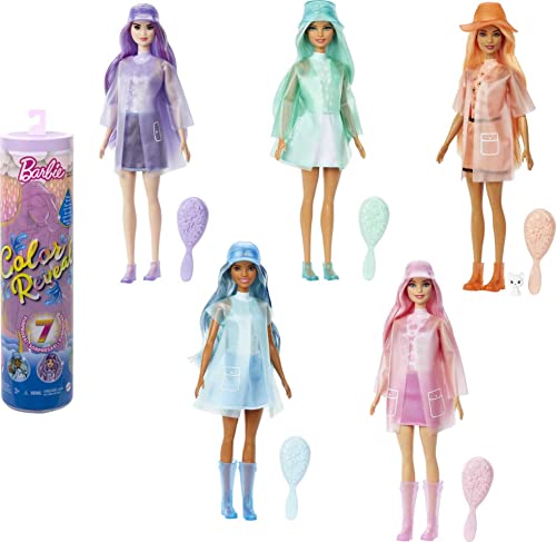 Barbie - Barbie Color Reveal con 7 sorprese, Serie Sole Pioggia con Nuvolette ed Effetto Cambia Colore; Regalo e Giocattolo per Bambini 3+ Anni, HCC57