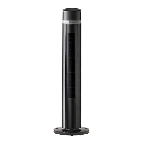 BLACK + DECKER BXEFT50E - Ventilatore a torre da 102 cm, 45W, 4 velocità, oscillante, controllo soft touch, timer 15 ore, telecomando, 3 modalità, silenzioso, maniglia, base stabile, nero