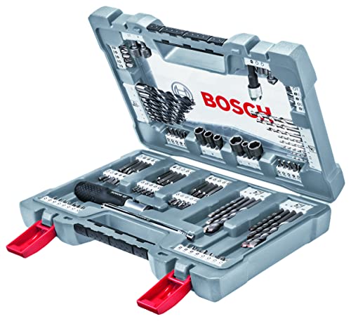 Bosch 105 Pezzi Set Bit Punte Premium X-Line , per Calcestruzzo, Punte per Piastrelle, Portabit Universale, Fermo di Profondità, Avvitatore a Cricchetto, in una Custodia Robusta, Accessori Trapano