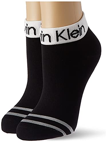 Calvin Klein Logo Women s Short Socks 2 Pack Quarter, Nero, Taglia Unica Donna