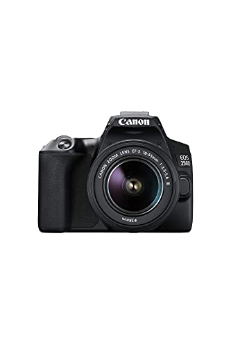 Canon EOS 250D (24,1 Megapixel, display orientabile da 7,7 cm (3 pollici), sensore APS-C, 4K, Full HD, DIGIC 8, WLAN, Bluetooth), Nero, con obiettivo EF-S 18-55 mm f 3.5-5.6 III, nero