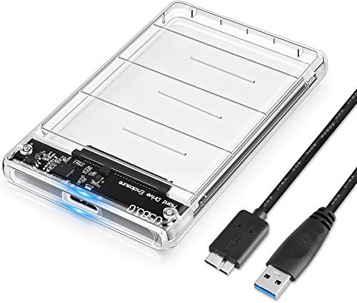Case Esterno per Disco Rigido 2.5 , POSUGEAR USB 3.0 con UASP, Enclosure Hard Disk Caso per 2.5    HDD SSD SATA I II III 7mm e 9,5mm, Tool Free, Trasparente.