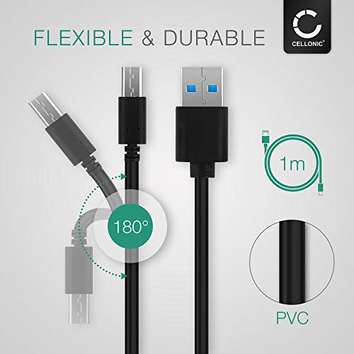 CELLONIC  Cavo USB (CONNETTORE Lungo, 1m) Compatibile con Smartph...