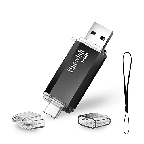 Chiavetta USB Type C 64 GB, 2 in 1 OTG Pennetta USB 64 giga USB C Pen Drive 64GB per PC New MacBook Tablet Smartphone Huawei, Samsung, Xiaomi, Oneplus (Nero)
