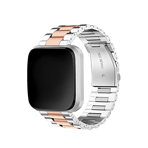 Cinturino per orologio compatibile con Fitbit Versa 2 Versa Special Edition Versa Versa Lite Edition Smartwatch in acciaio inox, cinturino in argento e oro rosa
