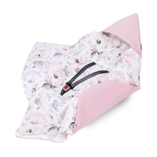 Coperta per bebè seggiolino - coperta passeggino 90x90 cm coperta universale per tutte le stagioni con cotone piquet waffle Rosa selvatica rosa sporco