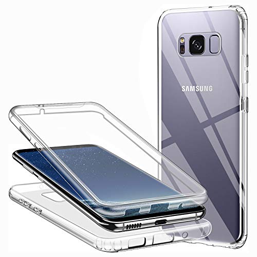 Custodia compatibile con Samsung Galaxy S8, silicone trasparente a 360 gradi anteriore e posteriore, ultra sottile e leggero, in TPU 2 in 1, resistente agli urti, resistente ai graffi