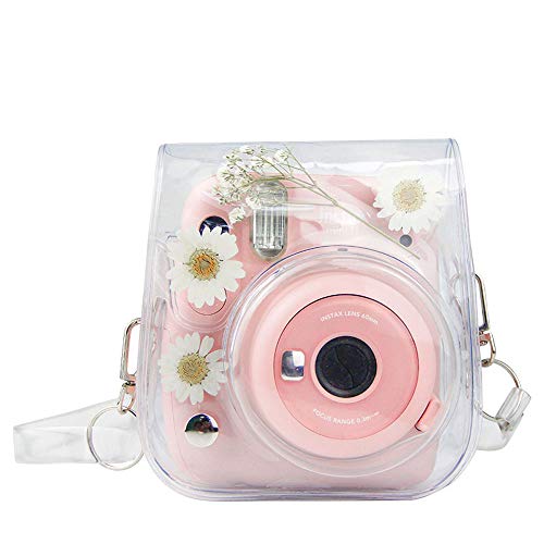 Custodia per fotocamera compatibile con Fujifilm Instax Mini 11 Mini 8 Mini 8+ Mini 9 Camera (trasparente+fiori secchi)