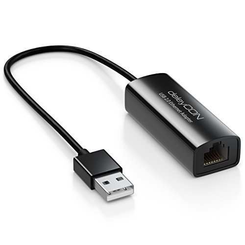 deleyCON Adattatore LAN USB 2.0 Adattatore di Rete Gigabit Ethernet 100Mbit da USB A a RJ45 PC Notebook Ultrabook Tablet-PC Windows Mac - Nero