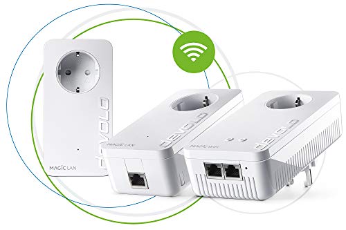 devolo Magic 1 - Kit da gioco WiFi, adattatore Powerline WLAN, fino a 1.200 Mbit s, rete Wi-Fi, presa Wi-Fi, ideale per cloud gaming, 2 porte LAN, bianco