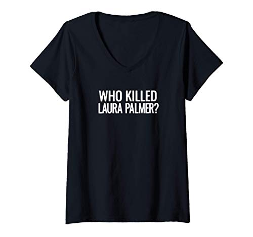 Donna Twin Peaks Who Killed Laura Palmer White Maglietta con Collo a V