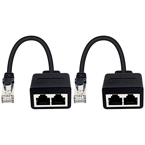 Duttek Ethernet RJ45 divisore 20cm, divisore del cavo di rete RJ45, RJ45 1 maschio a 2 all adattatore femminile per Ethernet Cat5 CAT6 cavo LAN Ethernet Extender(Usare Contemporaneamente) (1-Pair)
