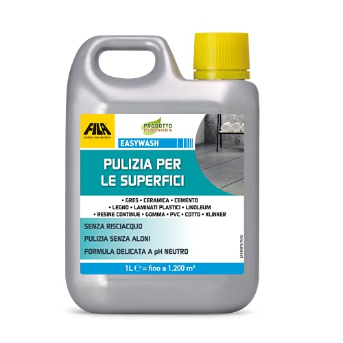 FILA Surface Care Solutions EASYWASH Detergente Neutro Multisuperficie, Incolore, 1 Litro