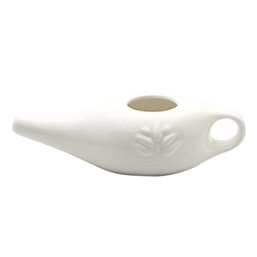 Foochow Vaso in Ceramica Neti - 250ml Sinus Rinse Kit, Soccia Nasale, Neti Pot in Ceramica per Irrigazione Nasale, Kit di Lavaggio del Naso Comodo Beccuccio per Allergia alla Rinite Sinusale