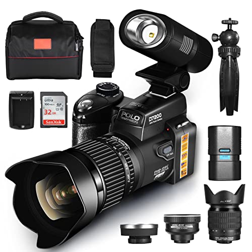 Fotocamera reflex digitale DSLR da 33 MP con teleobiettivo 24X, obiettivo grandangolare 0,5X, fotocamera Vlogging HD 1080P la migliore fotocamera per la fotografia Fotocamera digitale per principianti