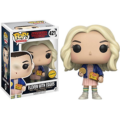 Funko Eleven [with Eggos] (Chase Edition): Stranger Things x POP! TV Vinyl Figure & 1 PET Plastic Graphical Protector Bundle [#421   13318 - B]