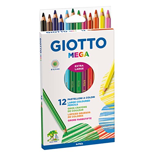Giotto 225600 - Mega Astuccio 12 Maxi Pastelloni Colorati
