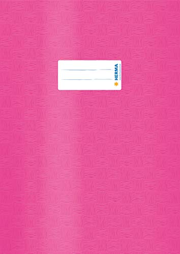 HERMA 19847 Copertina per quaderni, DIN A4, copertine con etichetta per nome, effetto rafia, in pellicola di polipropilene resistente e lavabile, set da 10 copertine per quaderni scolastici, rosa
