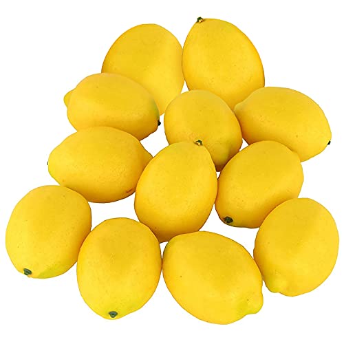 Hileyu 12 Pezzi Limoni Artificiali Modello di Frutta Limone Limoni Gialli Decorazione Cucina Frutta Finta Simulazione realistica Frutta Finta per la Decorazione del Partito(3.3x2.2in)