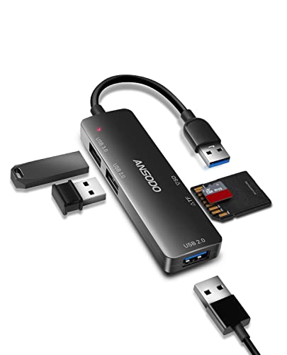 Hub USB, Ansodo 5 in 1 Adattatore USB Multiporta con USB 3.0 Porte e USB 2.0 Porte, lettore di schede SD TF, Portatile USB Hub per PC, Laptop, Chiavetta USB, Tastiera, Topo, HDD e altro ancora.