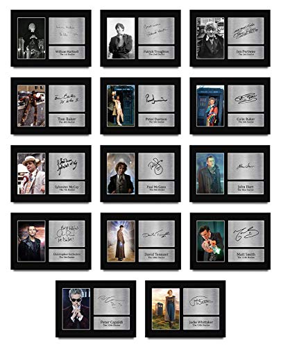 HWC Trading All, collezione di 14 fotografie autografate dei vari Doctor Who, per i fan del programma televisivo, formato A4