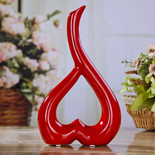 Imikeya, vaso da fiori in ceramica colorato, design speciale, ornamento a forma di cuore, elegante vaso decorativo per la casa, soggiorno, centrotavola per matrimoni ed eventi (rosso)