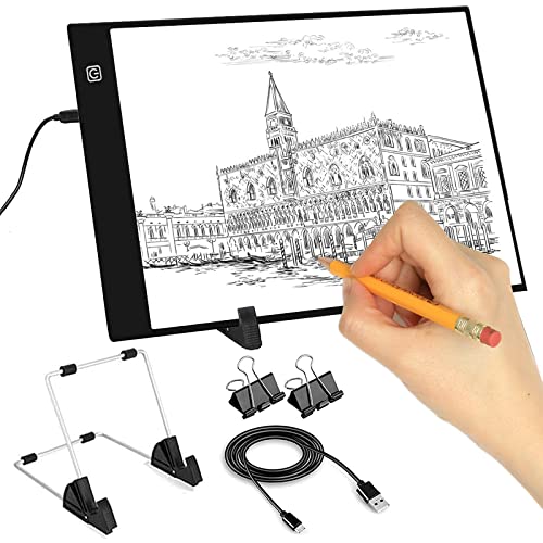 INSANYJ Tavoletta Luminosa, Light Box A4 LED Light Pad di Disegno con Cavo USB，Ultrasottile Lavagna Luminosa per disegnare Gli Artisti, Disegno, Animazione, Abbozzare, Progettazione (3-Level)