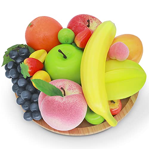 JEEZAO Set di Frutti Artificiali,Frutta Finta Decorativi Realistici per la Decorazione della Casa, Scatta Foto di Modelli di Frutta,12 Tipi di Frutta 16 Pezzi (Stile1)