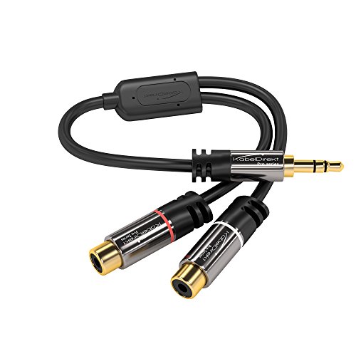 KabelDirekt – 0,2m Adattatore Cavo (1 Connettore 3,5 mm Jack Maschio su 2 Connettori RCA Femmina, Coassiale Audio Stereo, cavi RCA da 3,5 mm), PRO Series