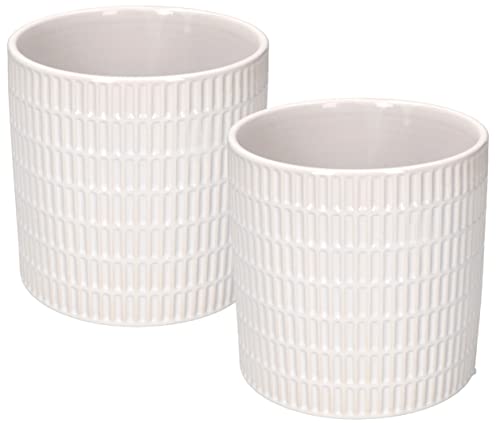 KOTARBAU Set di 2 vasi in ceramica, diametro 12 cm, per fiori e piante (frese cilindriche