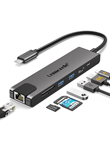 Lemorele Hub USB C Ethernet RJ45 da 1000M - 8 in 1, Spazio Alluminio Adattatore USB C Hub con HDMI 4K, PD 100W, 2 USB 3.0, SD TF, per MacBook Air Pro M1, iPad M1, Windows, Switch, Chromecast,Cellulare