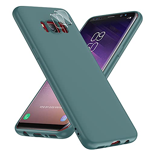LeYi per Cover Samsung Galaxy S8 Custodia con Pellicola Fotocamera [3 Pack],Silicone TPU Antiurto Protezione Corpo Tocco Morbido Setoso Protettiva Custodie per Samsung Galaxy S8 Verde