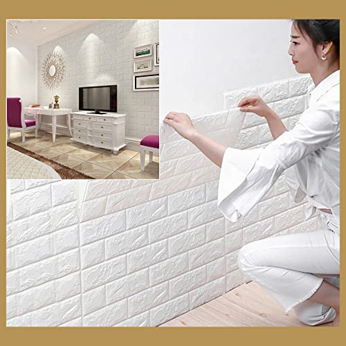 Lightakai - 10 pannelli da parete 3D, autoadesivi, 3D, stile moderno, impermeabili, in schiuma di polietilene, per cucina, camera da letto, 77 x 70 cm, colore: bianco