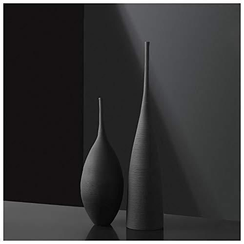 Lllunimon Set di Vaso in Ceramica Nera Bianca, Moderni Ornamenti minimalisti Soggiorno Decorazione della Decorazione Domestica,Set 4(D+E)