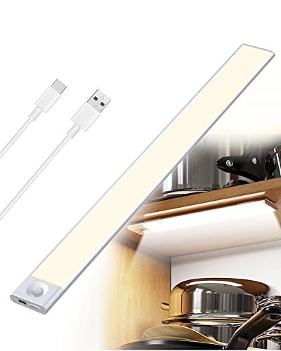 Luci Sottopensile Cucina LED Ricaricabile USB, 40cm 72LED Dimmerabile Luce Armadio con Sensore Movimento Batteria Barra LED Magnetica Senza Fili Luce Notturne Interni Illuminazione per Scale Corridoio