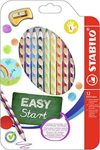 Matita colorata Ergonomica - STABILO EASYcolors - per Mancini - Astuccio da 12 + temperino - Colori assortiti