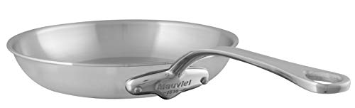 Mauviel M Urban - Padella in acciaio INOX spazzolato, 30 cm, con manico rotondo in acciaio INOX, 30 cm