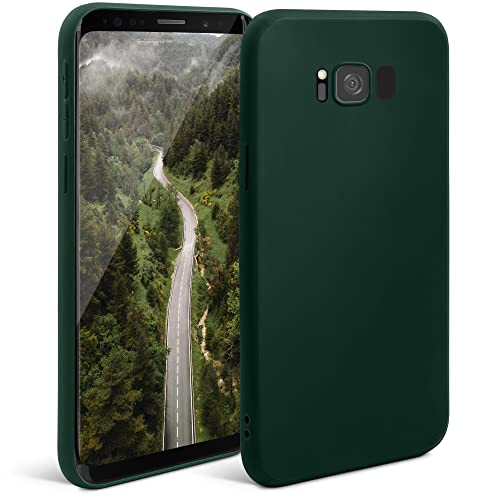 Moozy Minimalist Series, Cover in Silicone per Samsung S8, Verde Notte - Finitura Opaca, Custodia Sottile e Morbida in TPU