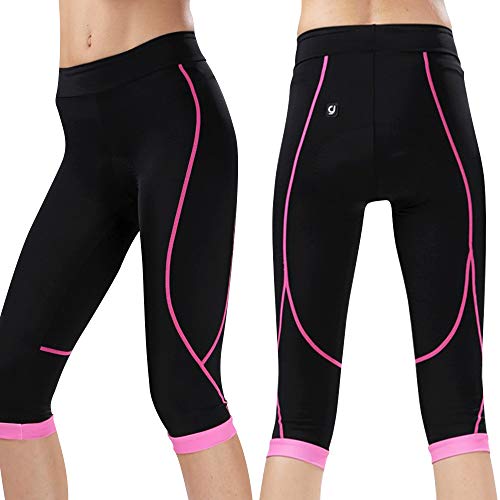 N+A d.Stil - Pantaloni corti da ciclismo da donna, 3 4, traspiranti, con imbottitura 3D, slim fit, taglie S-XL, Colore: rosa., S