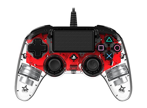 Nacon Compact Controller PS4 Ufficiale Sony PlayStation, Crystal Rosso
