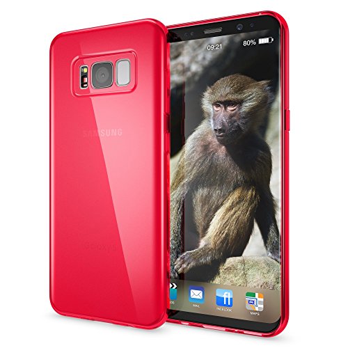 NALIA Custodia compatibile con Samsung Galaxy S8, Cover Protezione Ultra-Slim Case Protettiva Trasparente Cellulare in Silicone, Gomma Clear Telefono Smartphone Bumper Sottile, Colore:Rosso