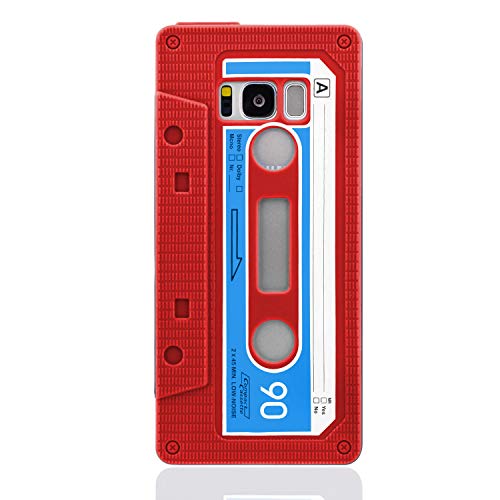 NewTop Cover Compatibile per Samsung Galaxy S8 S8 Plus, Custodia Morbida TPU Cassetta Disegno retrò Gel Silicone Posteriore (Rossa per S8)