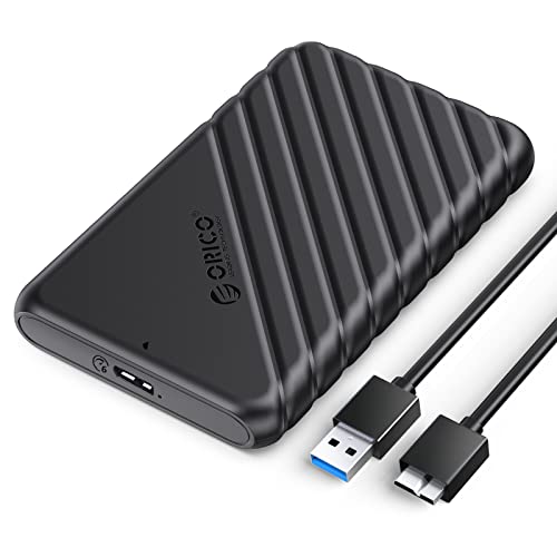 ORICO Case HDD 2.5 SATA USB 3.0, Case Hard Disk per HDD e SSD 9.5mm e 7mm, Supporto UASP, TRIM,Nessuno Strumento Richiesto(Nero)