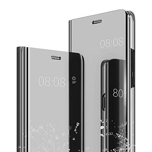 Pacyer Custodia Compatibile con Huawei Honor View 10 Lite Cover Case, Specchio Copertura Huawei Honor 8X Caso PC Shell Fondina Ultra Sottile Anti-Scratch Book Style Bumper (Argento)