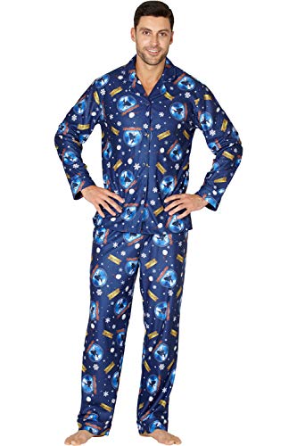 Polar Express Adulto creen Button-Front Untar Camicia e pantaloni Pajama Set, blu, L